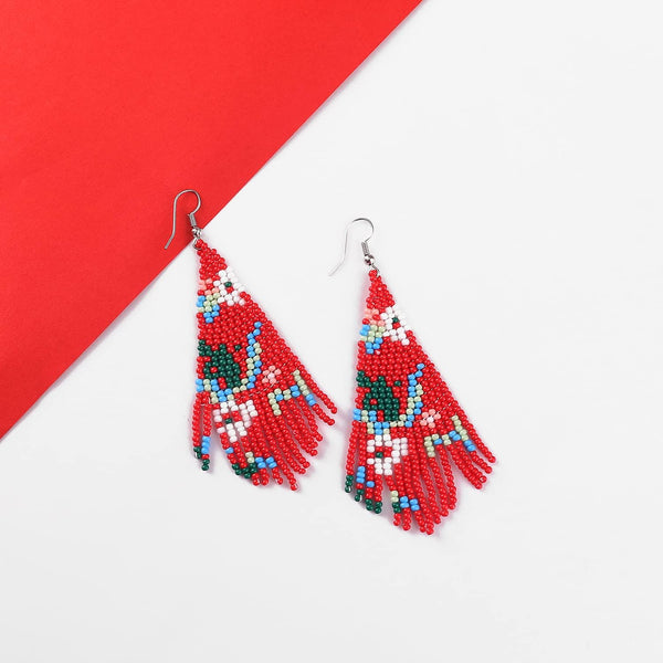 Long Beaded Tassel Earrings - Bohemian Tassel Beaded Earrings Original Mexican Tribe Beaded Earrings，Christmas and Gifts