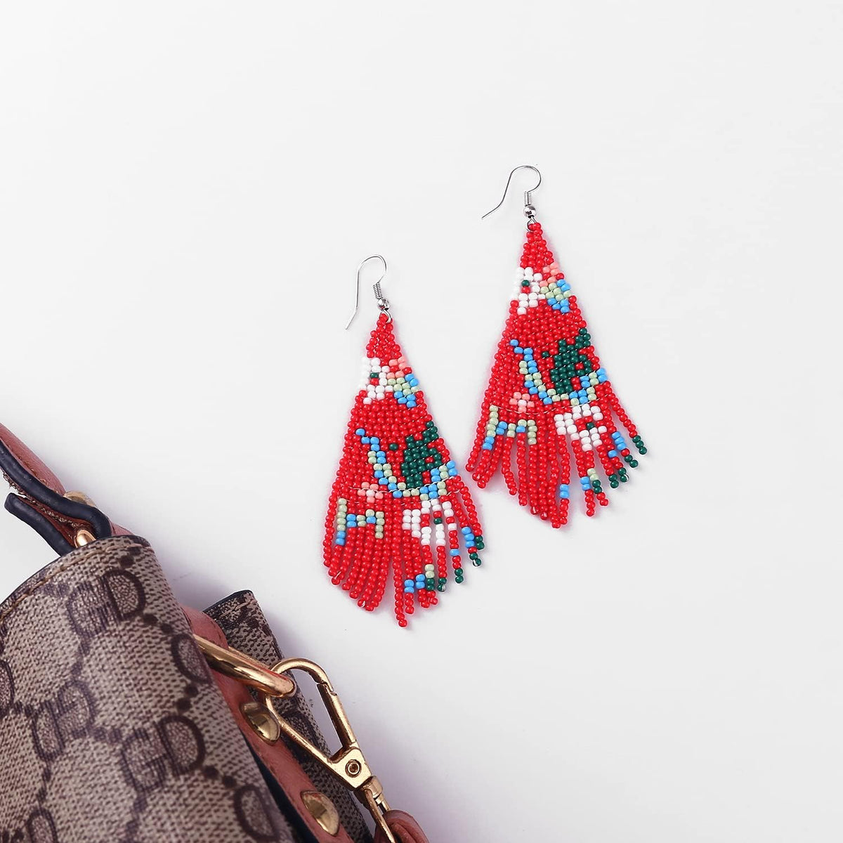 Long Beaded Tassel Earrings - Bohemian Tassel Beaded Earrings Original Mexican Tribe Beaded Earrings，Christmas and Gifts